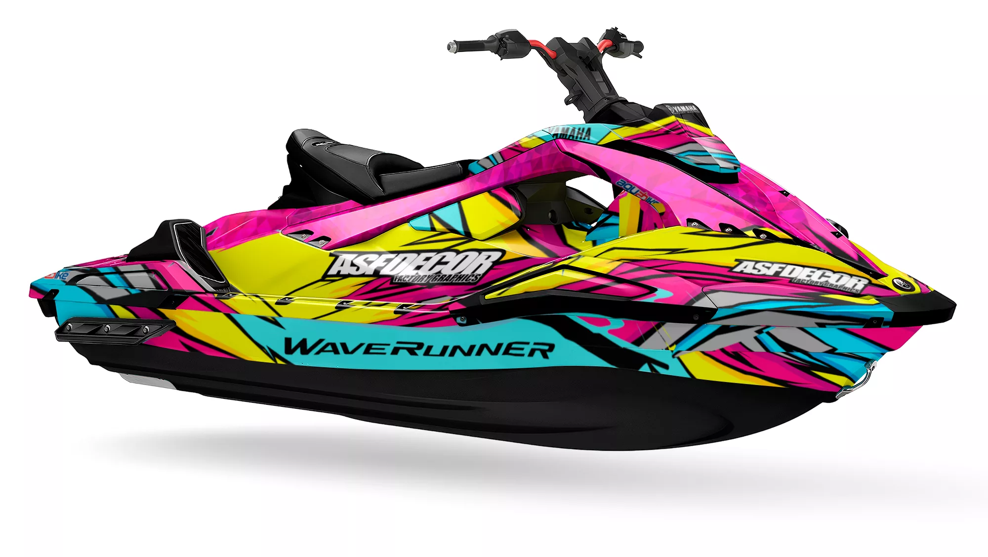 Vinilo personalizado MIAMI HEATWAVE para Yamaha Jetblaster pro rosa amarillo turquesa neón
