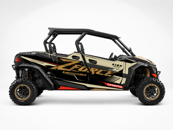 Kit de vinilos CFMOTO ZFORCE 950 SPORT 4 Desert Warrior con diseño off-road instalado en buggy de cuatro plazas