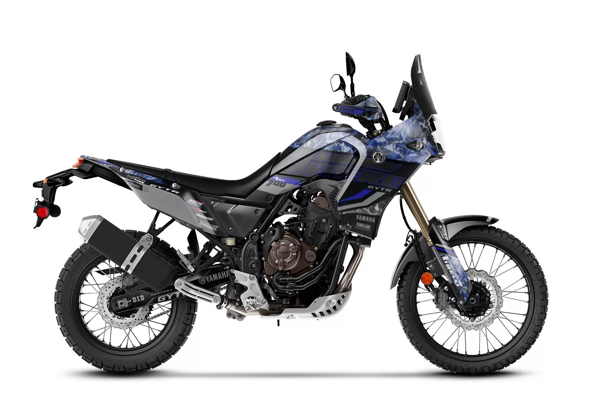 Kit de vinilos Yamaha Ténéré 700 Forged Carbon Raid Edition con textura de carbono forjado, gráficos racing y diseño adventure exclusivo de ASFDECOR.
