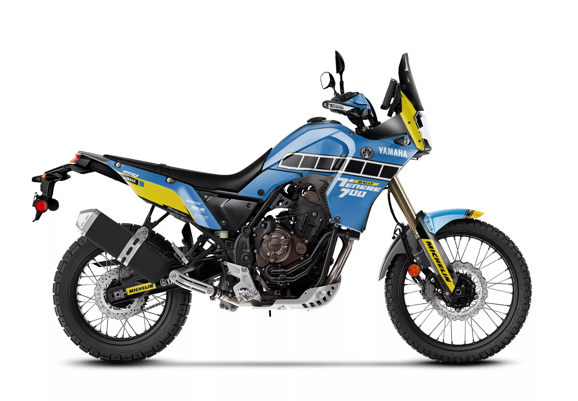 Kit de vinilos Yamaha Ténéré 700 Heritage Dakar Edition con diseño clásico rally, inspiración Dakar y gráficos exclusivos de ASFDECOR.