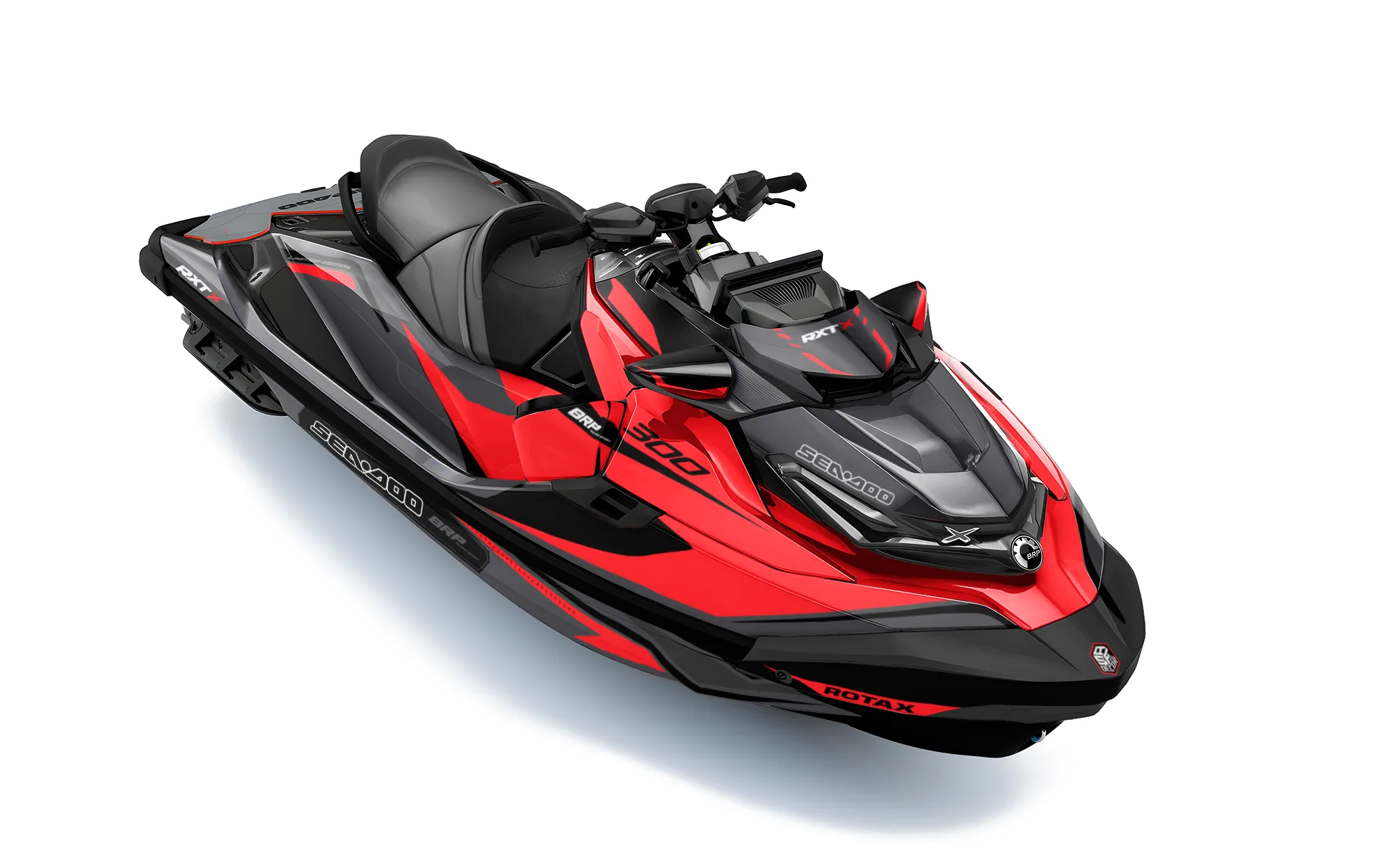 Kit de vinilos Sea-Doo RXT-X 300 Redline Fury Edition con diseño racing personalizado de ASFDECOR.